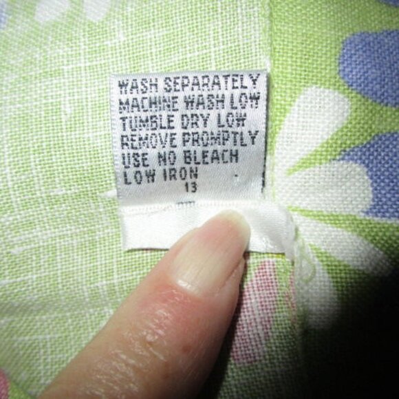 VTG Kiko LINEN Button Up Size 3X BLOUSE Tunic TOP Flowers TROPICAL Lagenlook 80s - Picture 11 of 11